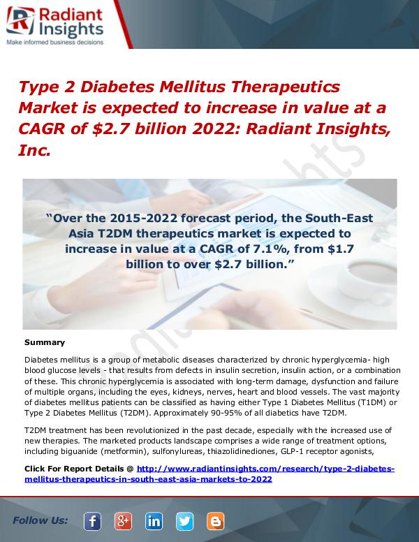 Type 2 Diabetes Mellitus Therapeutics Market 2022 Type 2 Diabetes Mellitus Therapeutics Market 2022
