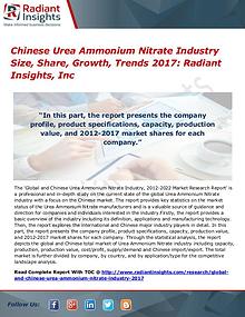 Chinese Urea Ammonium Nitrate Industry Share, Growth, Trend 2017