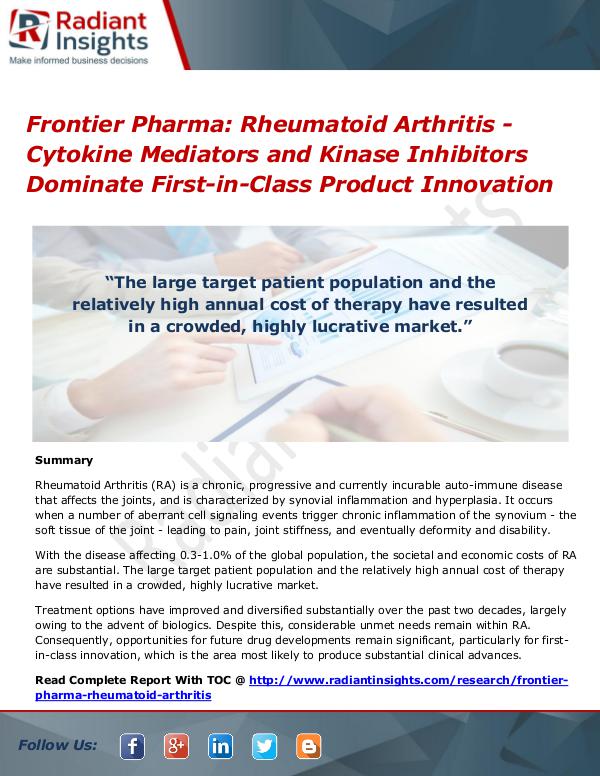 Frontier Pharma Rheumatoid Arthritis - Cytokine Mediators Frontier Pharma Rheumatoid Arthritis
