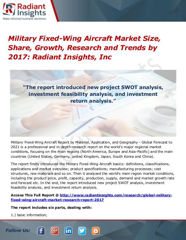 Military Fixed-Wing Aircraft Market Size, Share, Growth 2017 Military Fixed-Wing Aircraft Market Size 2017