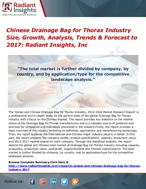 Chinese Drainage Bag for Thorax Industry Size, Growth, Analysis 2017 Chinese Drainage Bag for Thorax Industry Size 2017