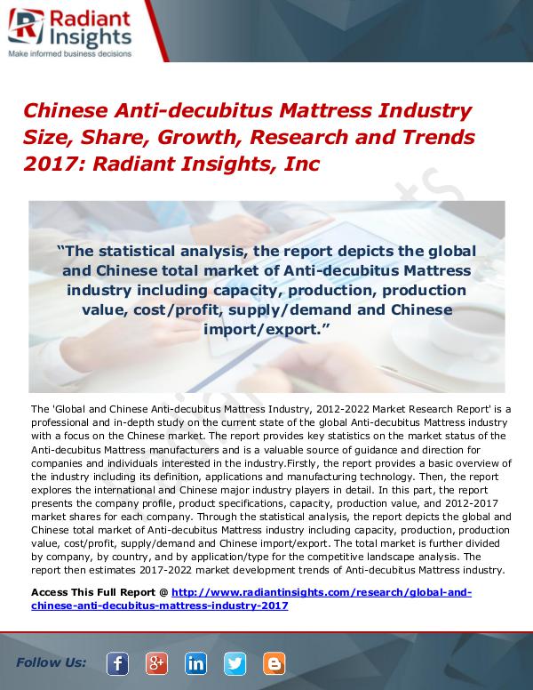 Chinese Anti-Decubitus Mattress Industry Size, Share, Growth 2017 Chinese Anti-decubitus Mattress Industry Size 2017