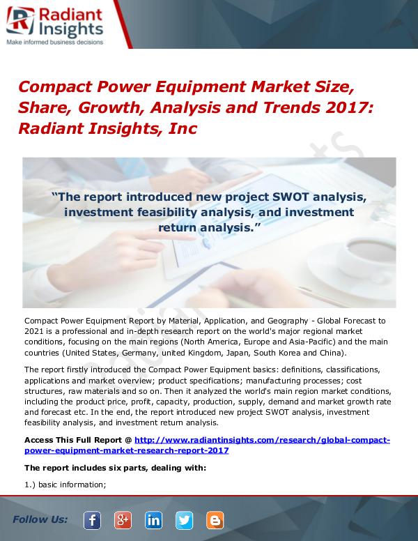 Compact Power Equipment Market Size, Share, Growth, Analysis 2017 Compact Power Equipment Market Size, Share 2017