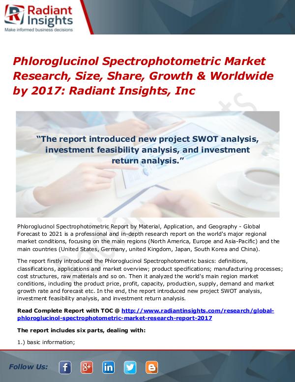 Phloroglucinol Spectrophotometric Market Research, Size, Share 2017 Phloroglucinol Spectrophotometric Market 2017