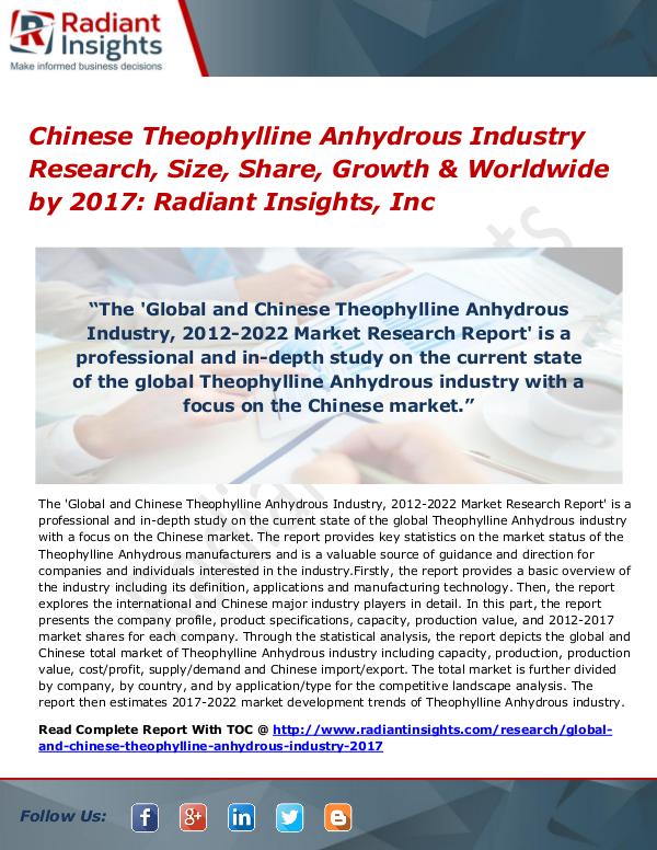 Chinese Theophylline Anhydrous Industry Research, Size, Share 2017 Chinese Theophylline Anhydrous Industry 2017
