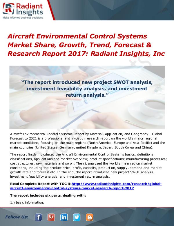 Aircraft Environmental Control Systems Market Share, Growth 2017 Aircraft Environmental Control Systems Market 2017