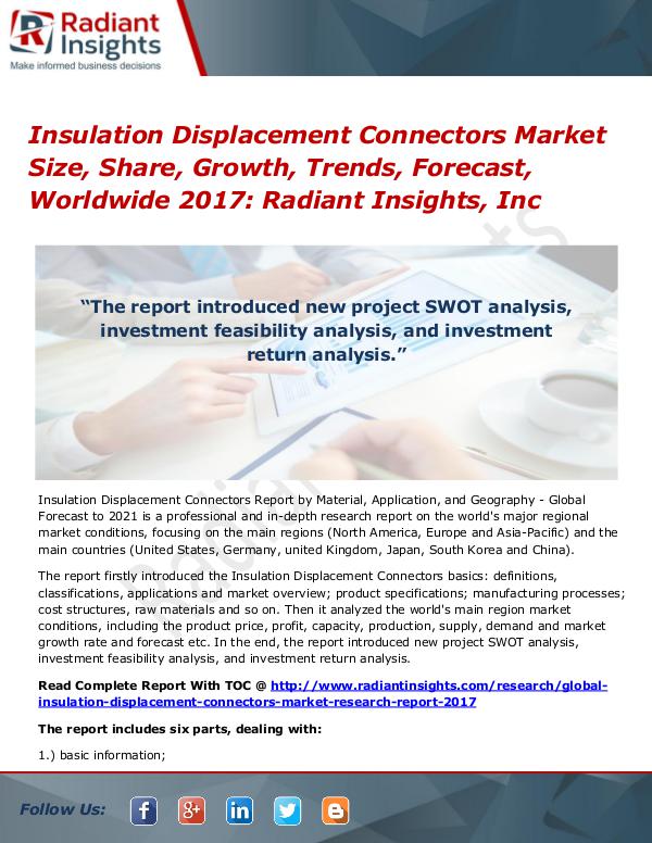 Insulation Displacement Connectors Market Size, Share, Growth 2017 Insulation Displacement Connectors Market 2017