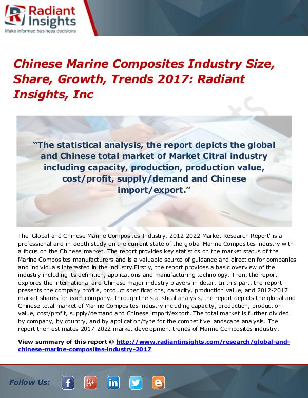 Chinese Marine Composites Industry Size, Share, Growth, Trends 2017 Chinese Marine Composites Industry Size 2017