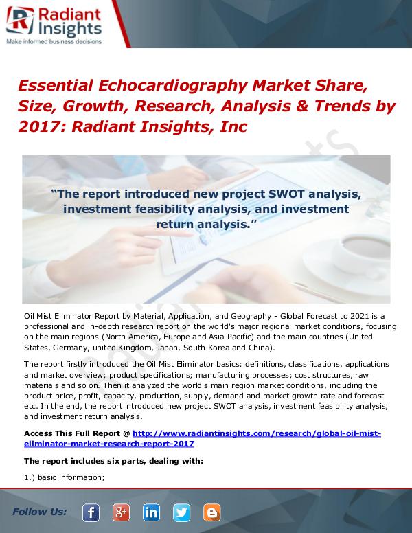 Essential Echocardiography Market Share, Size, Growth, Research 2017 Essential Echocardiography Market Share, Size 2017