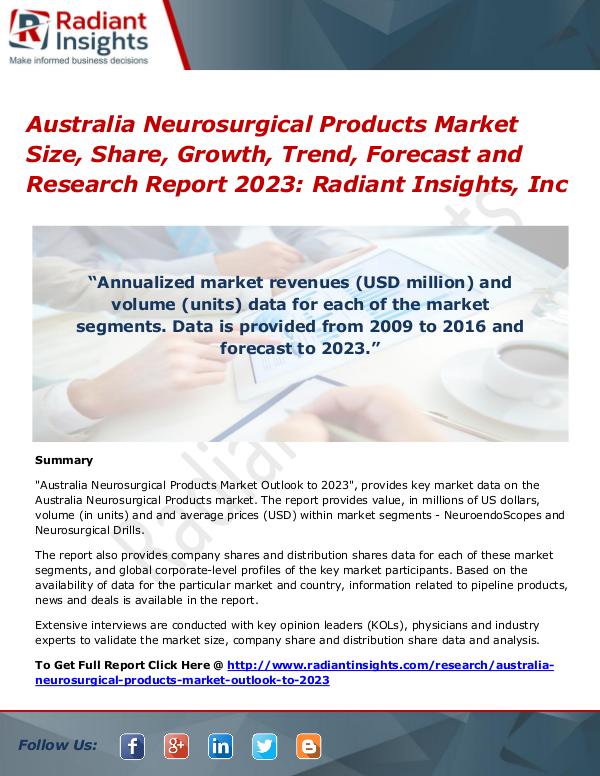 Australia Neurosurgical Products Market Size, Share, Growth 2023 Australia Neurosurgical Products Market Size 2023
