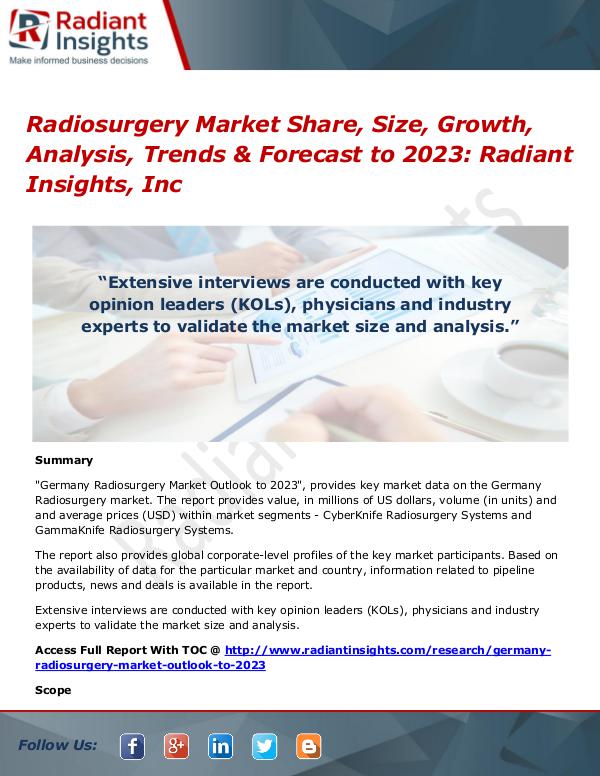 Radiosurgery Market Share, Size, Growth, Analysis, Trends 2023 Radiosurgery Market Share, Size, Growth 2023
