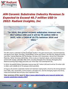 AlN Ceramic Substrates Industry Revenue Is Expected to Exceed 40.7