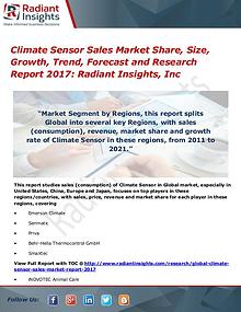 Climate Sensor Sales Market Share, Size, Growth, Trend, Forecast 2017