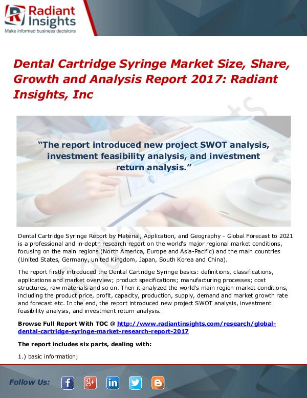 Dental Cartridge Syringe Market Size, Share, Growth 2017 Dental Cartridge Syringe Market Size, Share 2017
