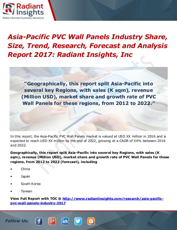 Asia-Pacific PVC Wall Panels Industry Share, Size 2017 Asia-Pacific PVC Wall Panels Industry Share 2017