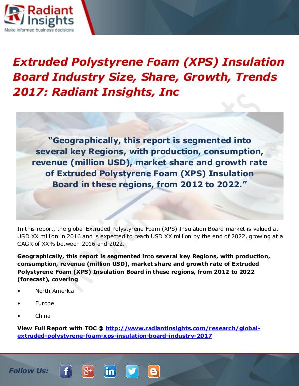 Extruded Polystyrene Foam (XPS) Insulation Board Industry Size 2017 Extruded Polystyrene Foam (XPS) Insulation Board