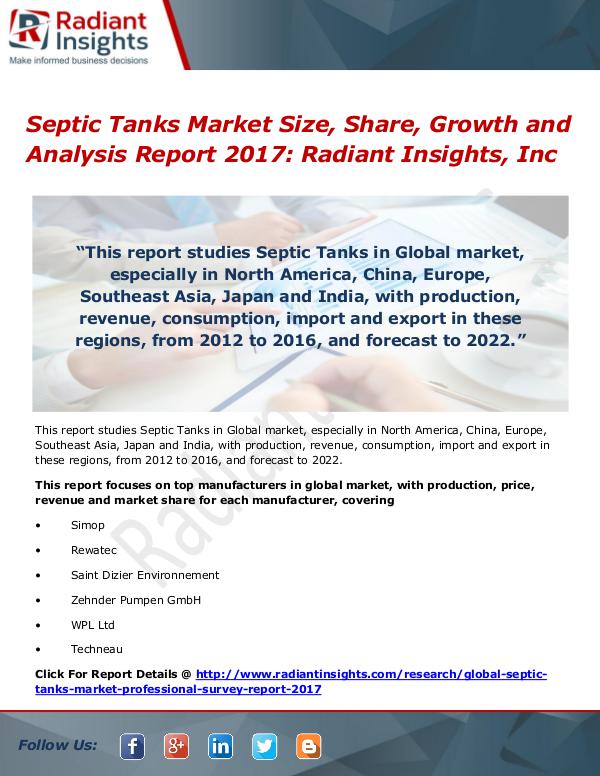 Septic Tanks Market Size, Share, Growth and Analysis Report 2017 Septic Tanks Market Size, Share, Growth 2017