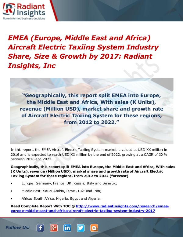 EMEA Aircraft Electric Taxiing System Industry 2017 EMEA Aircraft Electric Taxiing System Industry2017