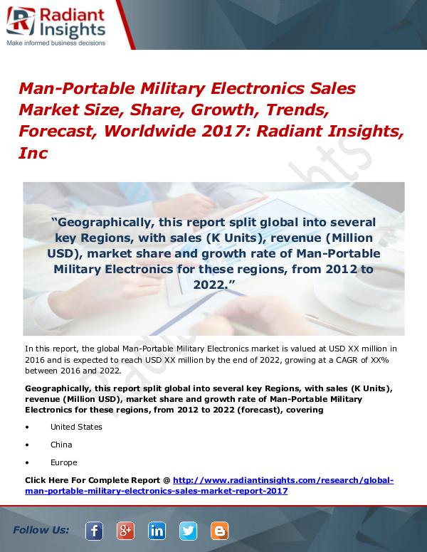 Man-Portable Military Electronics Sales Market Size, Share 2017 Man-Portable Military Electronics Sales Market2017