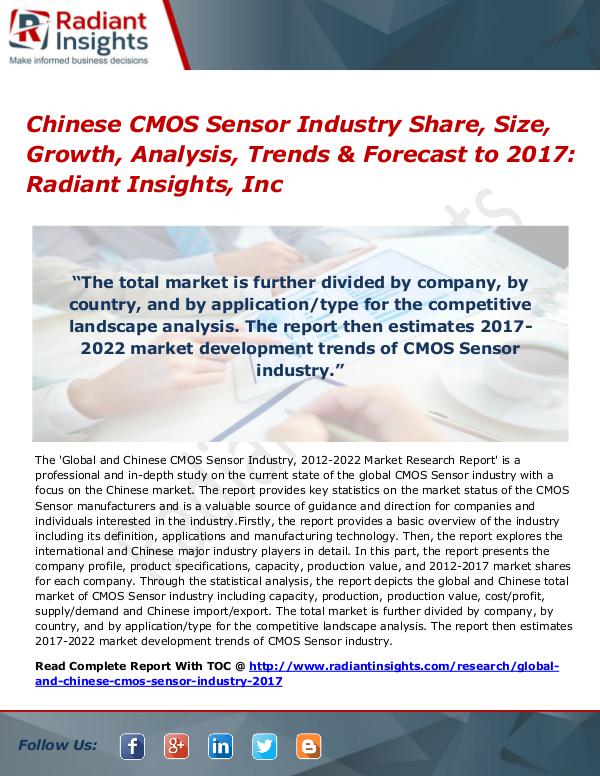 Chinese CMOS Sensor Industry Share, Size, Growth, Analysis 2017 Chinese CMOS Sensor Industry Share, Size 2017