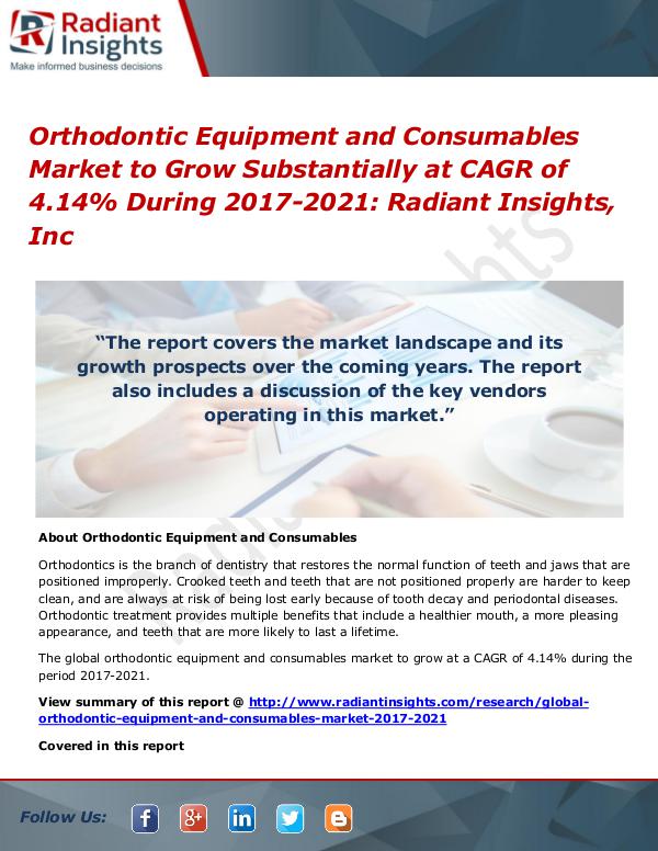 Orthodontic Equipment and Consumables Market 2021 Orthodontic Equipment and Consumables Market 2021