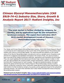 Chinese Glyceryl Monomethacrylate (CAS 5919-74-4) Industry Size 2017