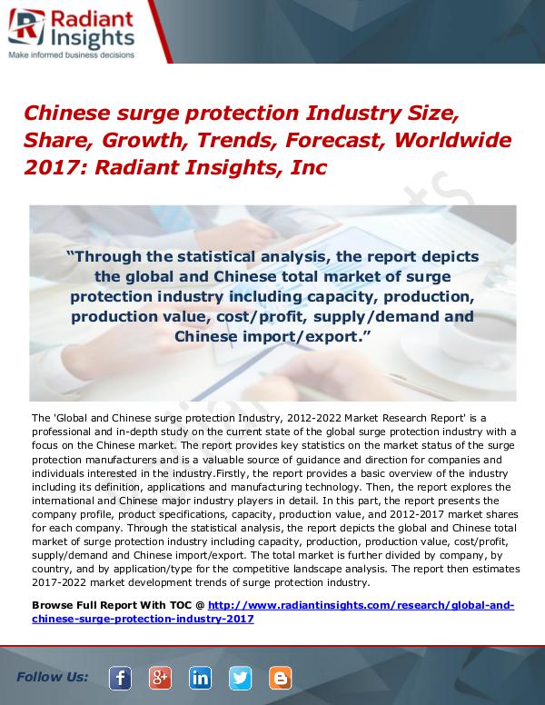 Chinese surge protection Industry Size, Share, Growth, Trends 2017 Chinese surge protection Industry Size, Share 2017