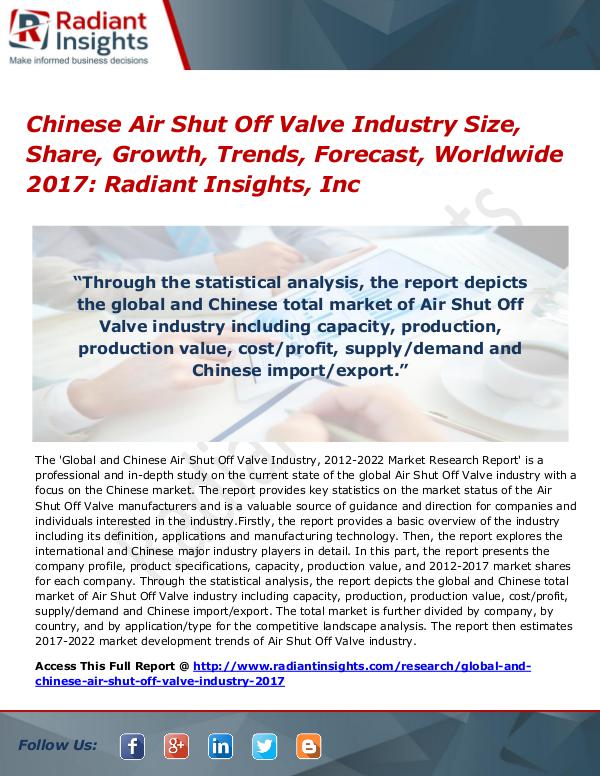 Chinese Air Shut Off Valve Industry Size, Share, Growth, Trends 2017 Chinese Air Shut Off Valve Industry Size 2017