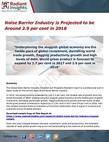 Noise Barrier Industry is Projected to be Around 2.9 per cent in 2018