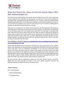 Brake Pad Market Size, Share, Growth and Analysis Report 2016-2021