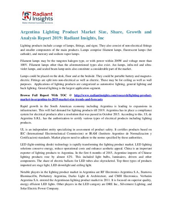Argentina Lighting Product Market Size, Share, Growth 2019 Argentina Lighting Product Market 2019