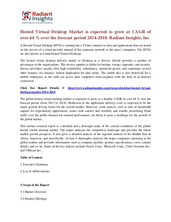 Hosted Virtual Desktop Market 2018 Hosted Virtual Desktop Market 2018