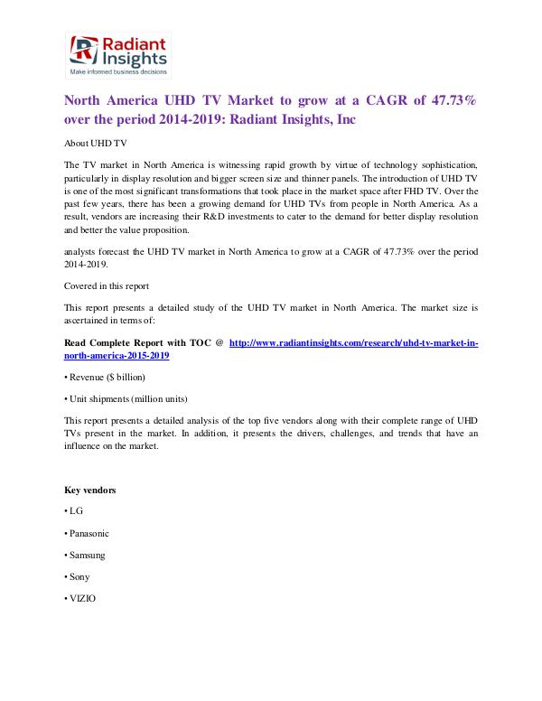 North America UHD TV Market 2019 North America UHD TV Market 2019