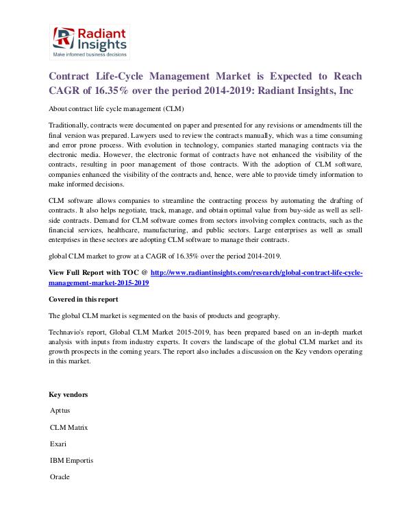Contract Life-Cycle Management Market 2019 Contract Life-Cycle Management Market 2019