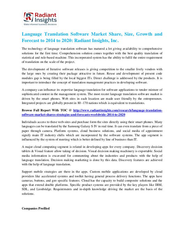 Language Translation Software Market Share, Size, Growth 2020 Language Translation Software Market 2020