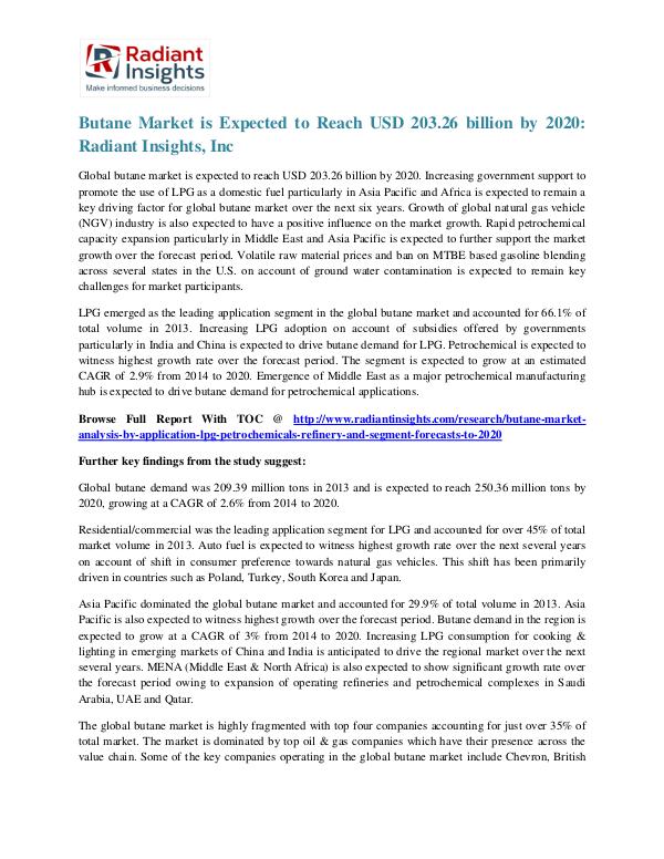 Butane Market is Expected to Reach USD 203.26 Billion by 2020 Butane Market 2020