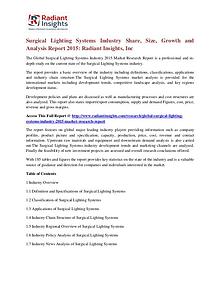 Surgical Lighting Systems Industry Share, Size, Growth 2015