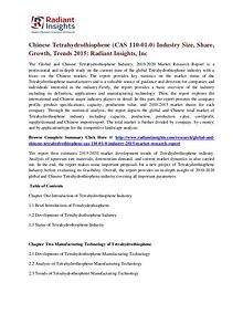 Chinese Tetrahydrothiophene (CAS 110-01-0) Industry Size, Share 2015