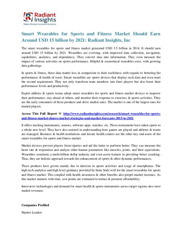 Smart Wearables for Sports and Fitness Market Smart Wearables for Sports and Fitness Market 2021