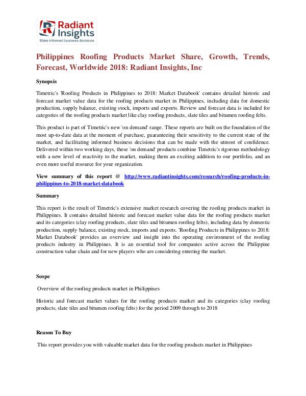 Philippines roofing products market trends, forecast, worldwide 2018 Philippines Roofing Products Market 2018