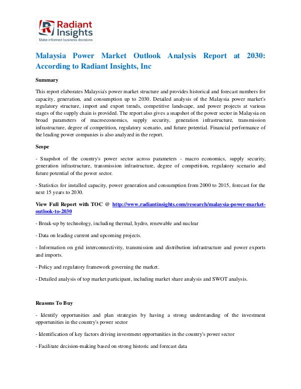 Malaysia Power Market Outlook Analysis Report at 2030 Malaysia Power Market 2030