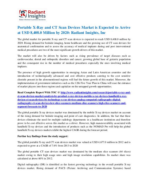 Portable X-Ray and CT Scan Devices Market Portable X-Ray and CT Scan Devices Market 2020