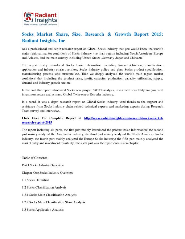 Socks Market Share, Size, Research & Growth Report 2015 Socks Market 2015