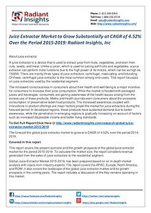 Juice Extractor Market to Grow Substantially at CAGR of 4.52%