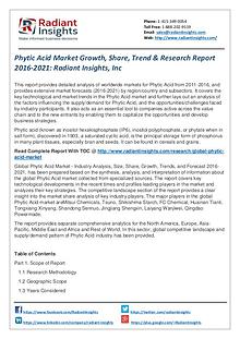 Phytic Acid Market Growth, Share, Trend & Research Report 2016-2021
