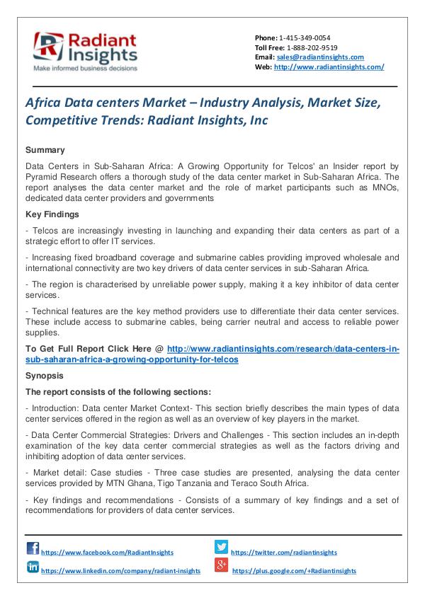 Africa Data Centers Market – Industry Analysis, Market Size Africa Data centers Market