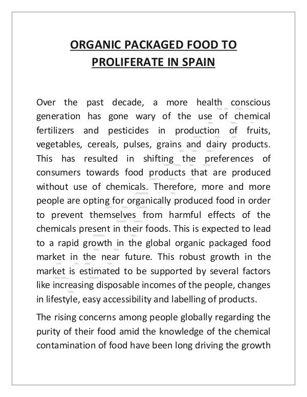 Organic Products Industry Future Outlook in Spain