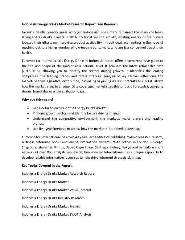 Indonesia Energy Drinks Market Research Report