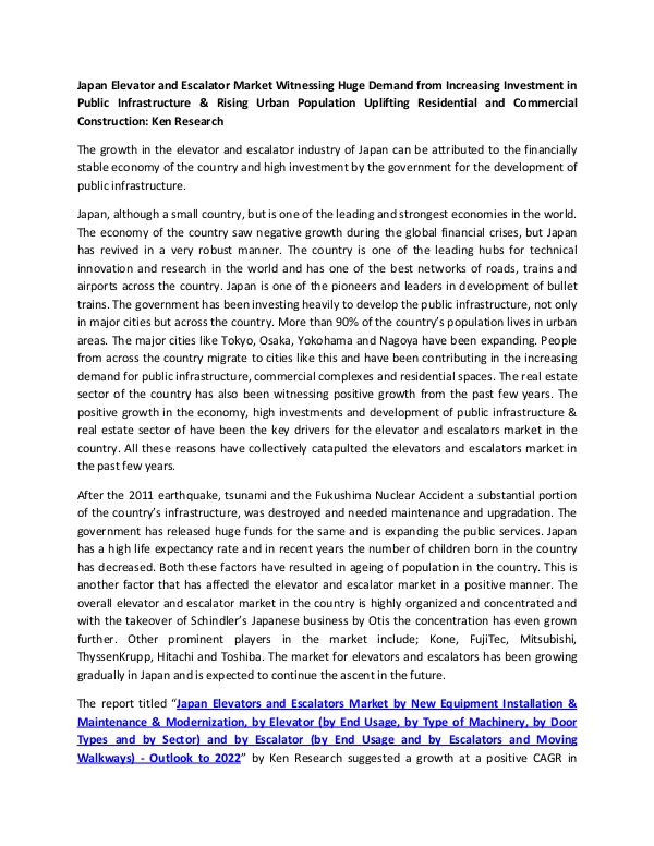 Market Research Reports - Ken Research Japan Elevators and Escalators Market Research
