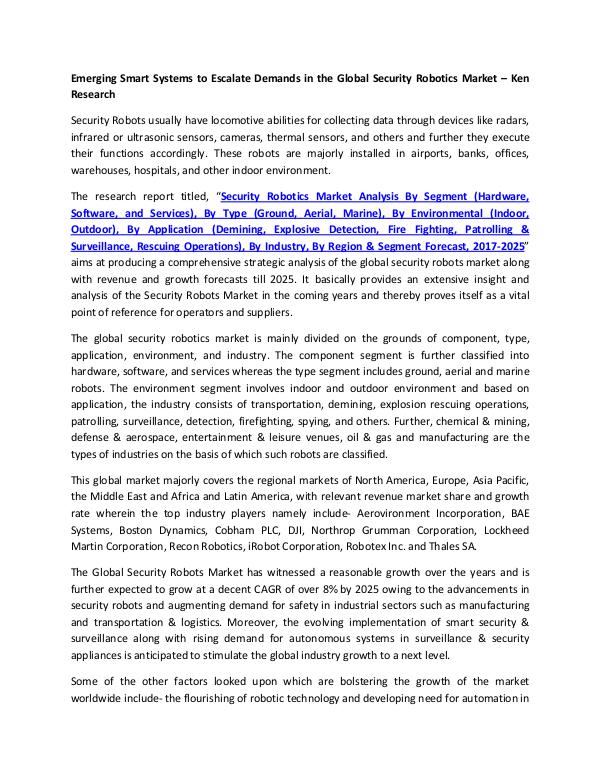 Market Research Reports - Ken Research Security Robotics Global Market Analysis Report